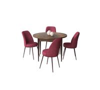 Hanah Home Juego de mesa y sillas de 5 piezas Barroco, Burdeos