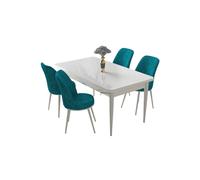 Hanah Home Juego de mesa y sillas de 5 piezas Blanco y Turquesa
