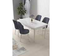 Hanah Home Juego de Mesa y Sillas de Comedor Blanco y Humo (5 Piezas)