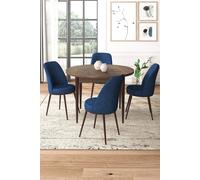 Hanah Home Juego de Mesa y Sillas de Comedor de 5 Piezas Barroco y Azul Marino