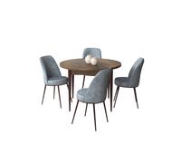 Hanah Home Juego de Mesa y Sillas de Comedor de 5 Piezas Barroco y Gris