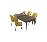 Hanah Home Juego de Mesa y Sillas de Comedor de 5 Piezas Barroco y Mostaza