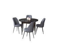 Hanah Home Juego de mesa y sillas de comedor de 5 piezas, Black Marble y Fume