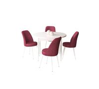 Hanah Home Juego de Mesa y Sillas de Comedor de 5 Piezas, Blanco y Burdeos