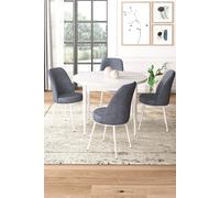 Hanah Home Juego de Mesa y Sillas de Comedor de 5 Piezas Blanco y Humo