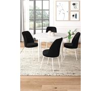 Hanah Home Juego de Mesa y Sillas de Comedor de 5 Piezas Blanco y Negro