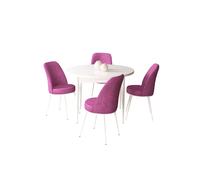 Hanah Home Juego de mesa y sillas de comedor de 5 piezas - Blanco y Púrpura