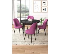 Hanah Home Juego de Mesa y Sillas de Comedor de 5 Piezas, Mármol Negro y Morado