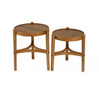 Hanah Home Juego de Mesas Apilables Ren 2 - Walnut v2