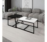 Hanah Home Juego de Mesas de Café Blanco y Negro