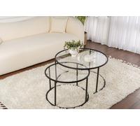 Hanah Home Juego de Mesas de Café de 2 Piezas Negro y Transparente