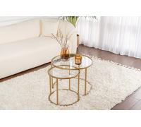 Hanah Home Juego de Mesas de Café Dorado y Transparente