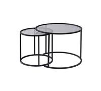 Hanah Home Juego de Mesas de Café Negro con Vidrio Templado