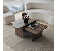 Hanah Home Juego de Mesas de Café Paris - Bronce y Nogal