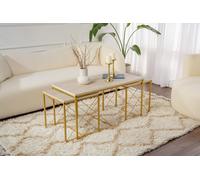 Hanah Home Juego de Mesas de Centro Defne - Oro y Mármol
