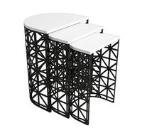 Hanah Home Juego de Mesas Nido Stil Metal Ferforje - Blanco y Negro