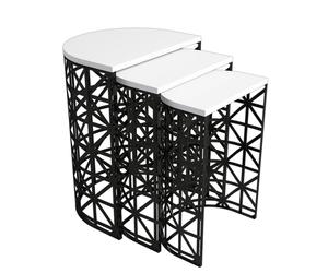 Hanah Home Juego de Mesas Nido Stil Metal Ferforje - Blanco y Negro
