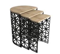 Hanah Home Juego de Mesas Nido Stil Metal Ferforje - Oak