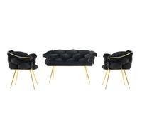 Hanah Home Juego de sofás Balon - 2111 Negro y dorado