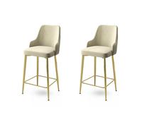 Hanah Home Juego de Taburetes de Bar Cream y Gold (2 Piezas)