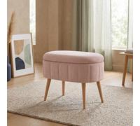 Hanah Home, juego de tres pufs de alta calidad en color rosa, fabricados con melamina al 100%, con dimensiones de 60 x 46 x 35 cm