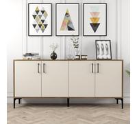 Hanah Home Kiev Consola Industrial Nogal y Crema