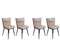 Hanah Home Kuşaklı-221 V4 Juego de 4 Sillas en Terciopelo Crema y Negro