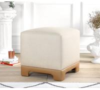 Hanah Home, Lenover: Puf, color crema y beige, composición: 50% algodón / 50% lino, dimensiones: 50 x 50 x 47 cm