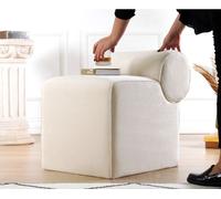 Hanah Home, Linburg Puf - Color crema, otomana, 100% algodón, color crema, 45 x 60 x 56 cm