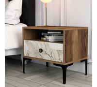 Hanah Home Lizbon 531 Mesilla de Noche Nogal y Blanco
