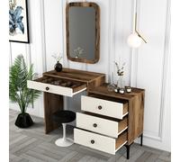 Hanah Home Lizbon 547 Tocador Nogal y Crema con Espejo