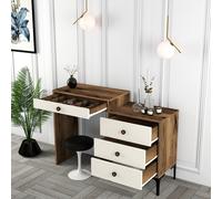 Hanah Home Lizbon 554 Tocador de Maquillaje Nogal y Crema