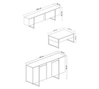 Hanah Home Luxe - Conjunto de muebles de salón Nogal y Dorado