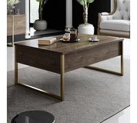 Hanah Home Luxe Mesa de Centro Nogal y Dorado