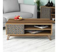 Hanah Home Mesa de Centro con Diseño Chevron en Nogal y Azul