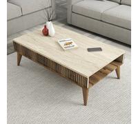 Hanah Home Mesa de centro Milan - Walnut, Travertine
