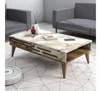 Hanah Home Mesa de Centro Valensiya Nogal, Blanco y Mármol