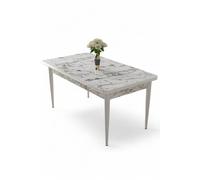 Hanah Home Mesa de Comedor Mármol Blanco y Blanco