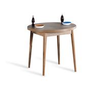 Hanah Home Mesa de Comedor Redonda Stil Barok - Walnut