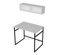 Hanah Home Mesa de Estudio con Estante de Pared Blanco y Negro