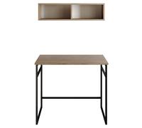 Hanah Home Mesa de Estudio con Estante de Pared Nogal y Negro