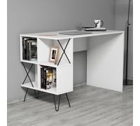 Hanah Home Mesa de Estudio con Estanterías - Blanco y Negro