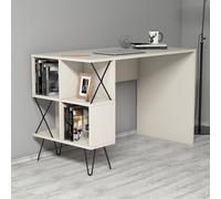 Hanah Home Mesa de Estudio con Estantes Crema y Negro