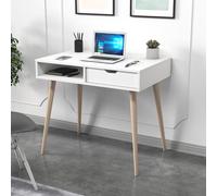 Hanah Home Mesa de Estudio con Estantes en Blanco y Madera
