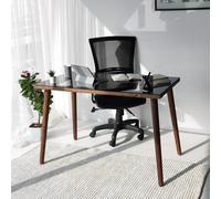 Hanah Home Mesa de estudio Cozy en Nogal con Cristal Templado