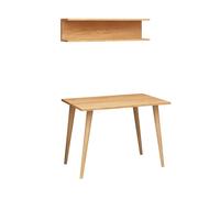 Hanah Home Mesa de estudio Fluse en color roble con estante de pared