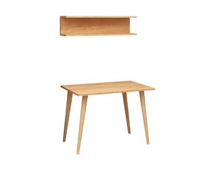 Hanah Home Mesa de estudio Fluse en color roble con estante de pared
