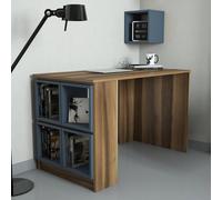 Hanah Home Mesa de Estudio Nogal y Calcedonia con Estante de Pared