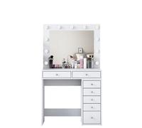 Hanah Home Mesa de Maquillaje Blanca con 11 Bombillas