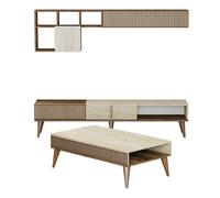 Hanah Home Milan Conjunto de Muebles de Salón Nogal y Travertino